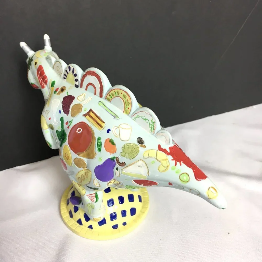 Dinosaur Figure Painted with fish lobster vegetables